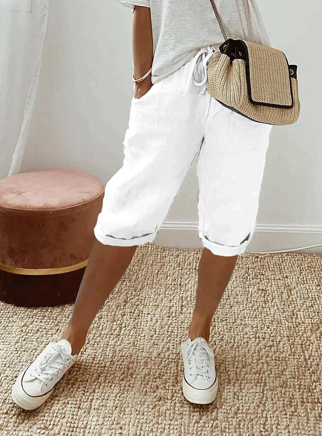 Levoire | Pantalon En Lin Pour Femmes Blanc