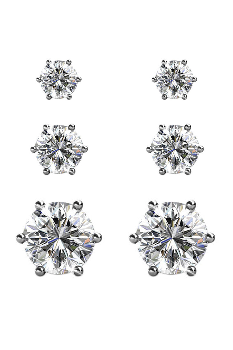 Levoire | Trinity de 3 paires de Boucles d'oreilles ornées de cristaux autrichien haute qualité - Livraison Offerte