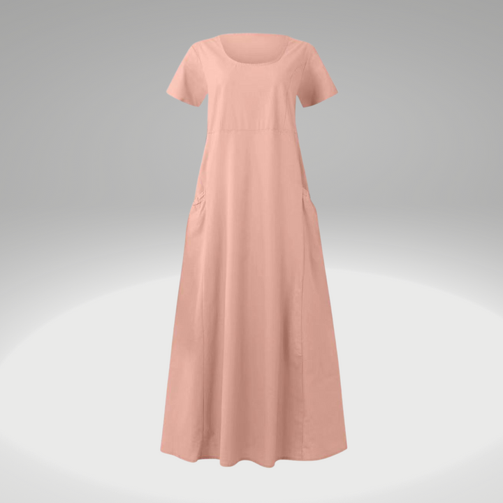 Levoire | Une Robe De Sac Ample, Uni, En Coton Et Lin Rosa