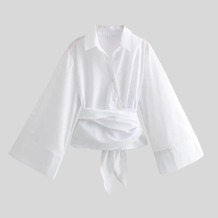 Levoire | Hauts Élégants Chemise Avec Ceinture Blanc