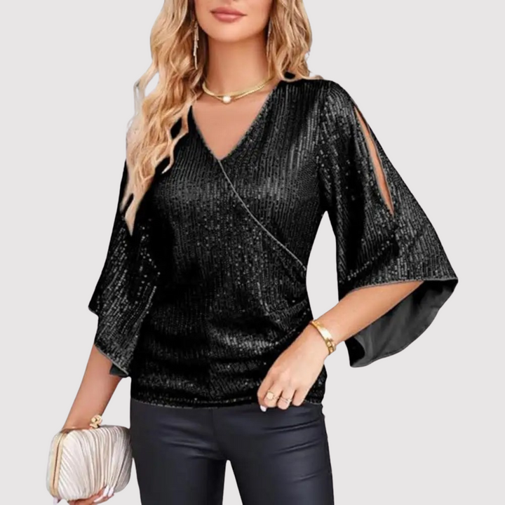 Levoire | Top À Paillettes Pour Femmes Susanne Noir