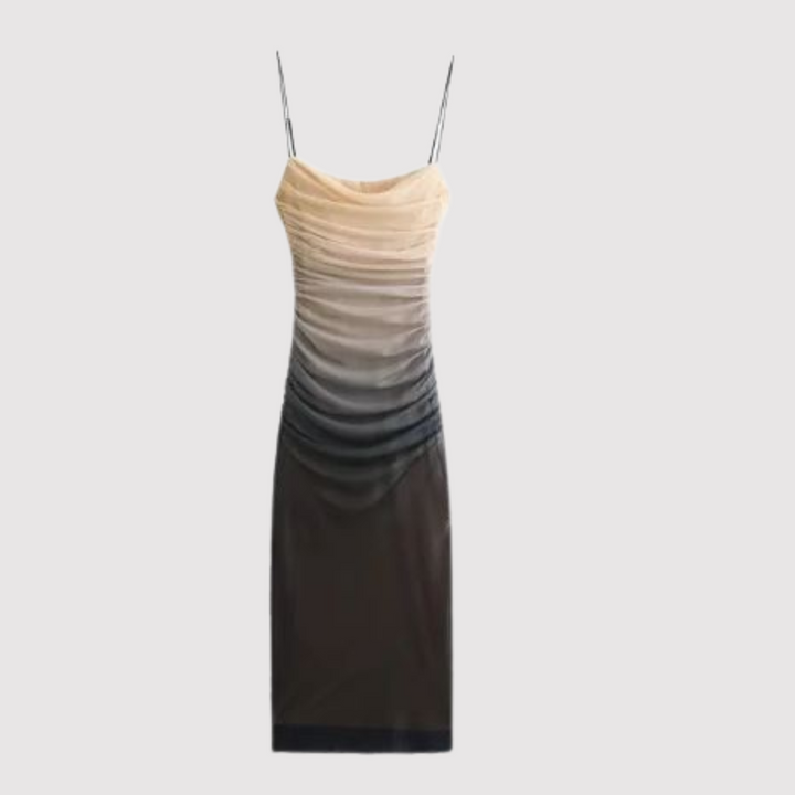 Levoire | Robe À Bretelles Spaghetti Noire Couleur Crème