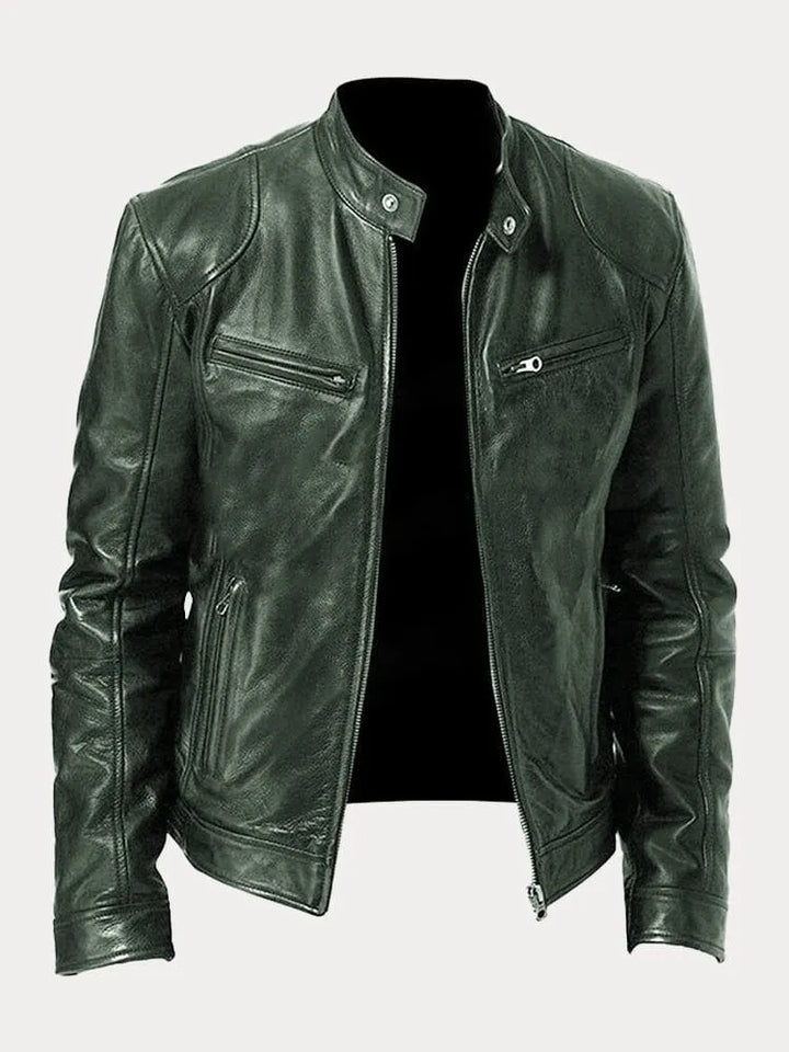 Levoire | Veste En Cuir Décontractée Vert militaire