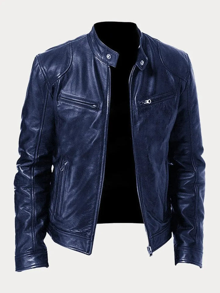 Levoire | Veste En Cuir Décontractée Bleu foncé