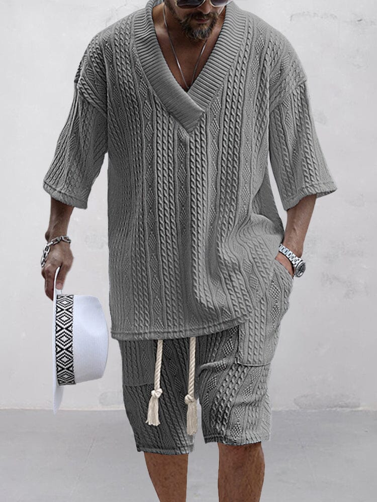 Levoire | Set Tricot V-Neck Confort Quotidien Gris