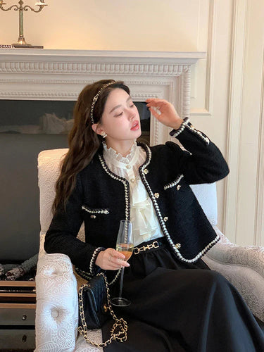 Levoire | Veste En Tweed À Manches Longues Et Col Rond Avec Fermeture À Boutons