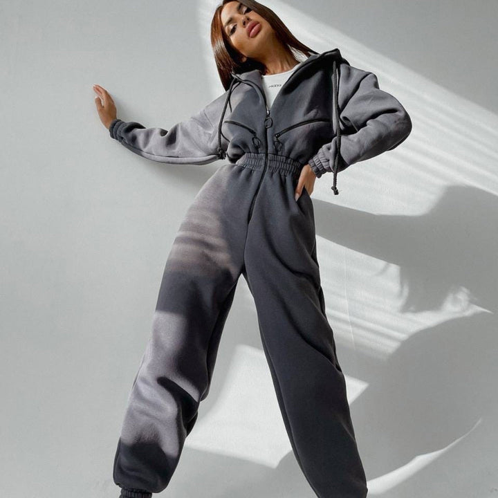 Levoire | Combinaison Tendance Avec Capuche En Sweat Pour Femmes Gris