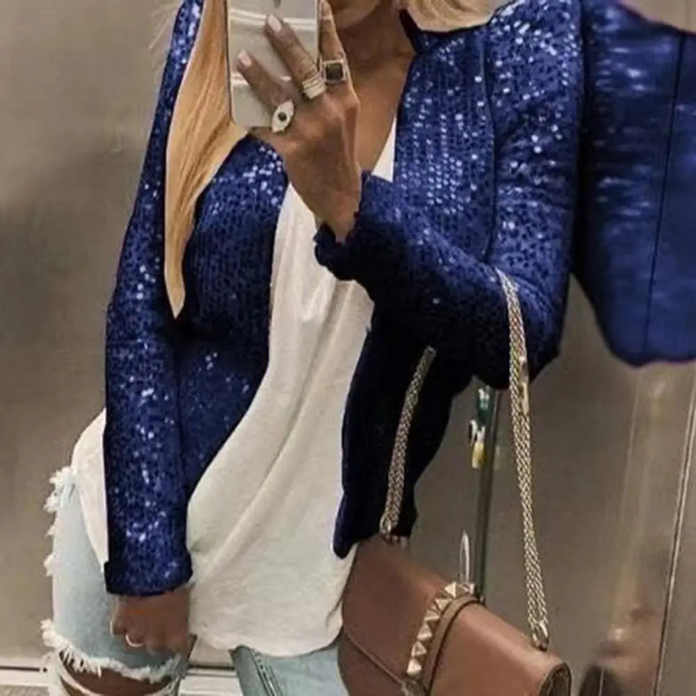 Levoire | Blazer Court Étincelant Bleu marine