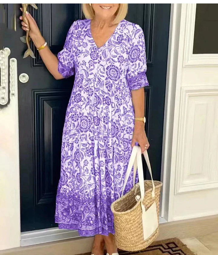 Levoire | Imprim Floral Robe Chic Confort Lilas