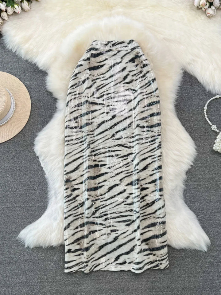 Levoire | Jupe En Simili Cuir Imprimé Léopard Pour Un Look Sauvage Et Moderne Zèbre rayé
