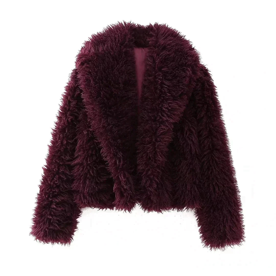 Levoire | Manches longues grands cols manteau en fausse fourrure