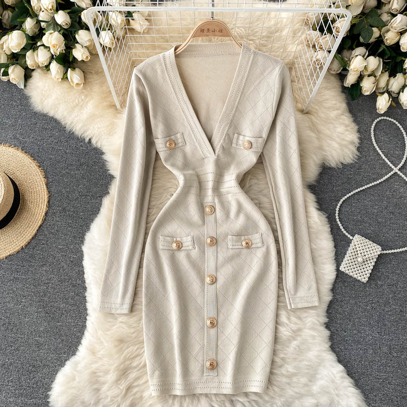 Levoire | Robe Portefeuille Tricotée Bureau Abricot Une taille