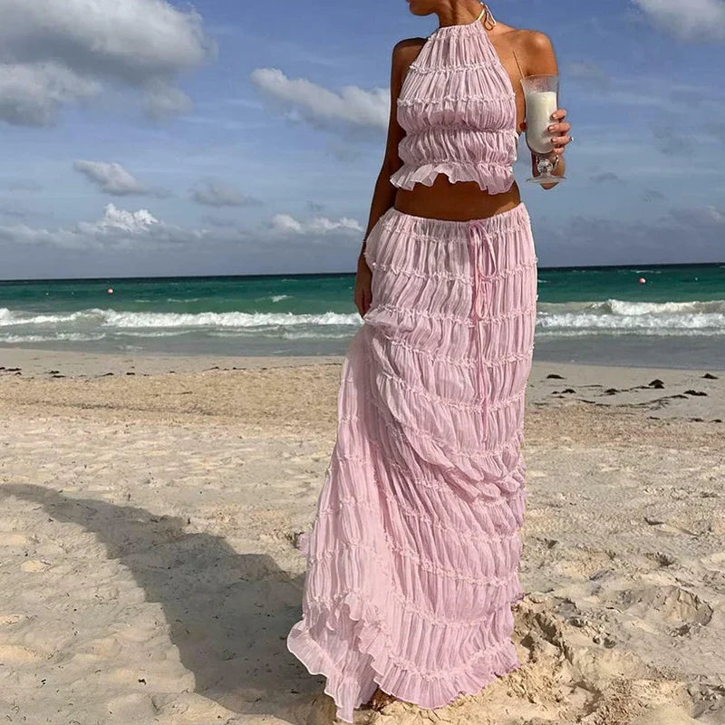 Levoire | Ensemble Avec Vêtements De Plage Avec Jupes Longues Rosa