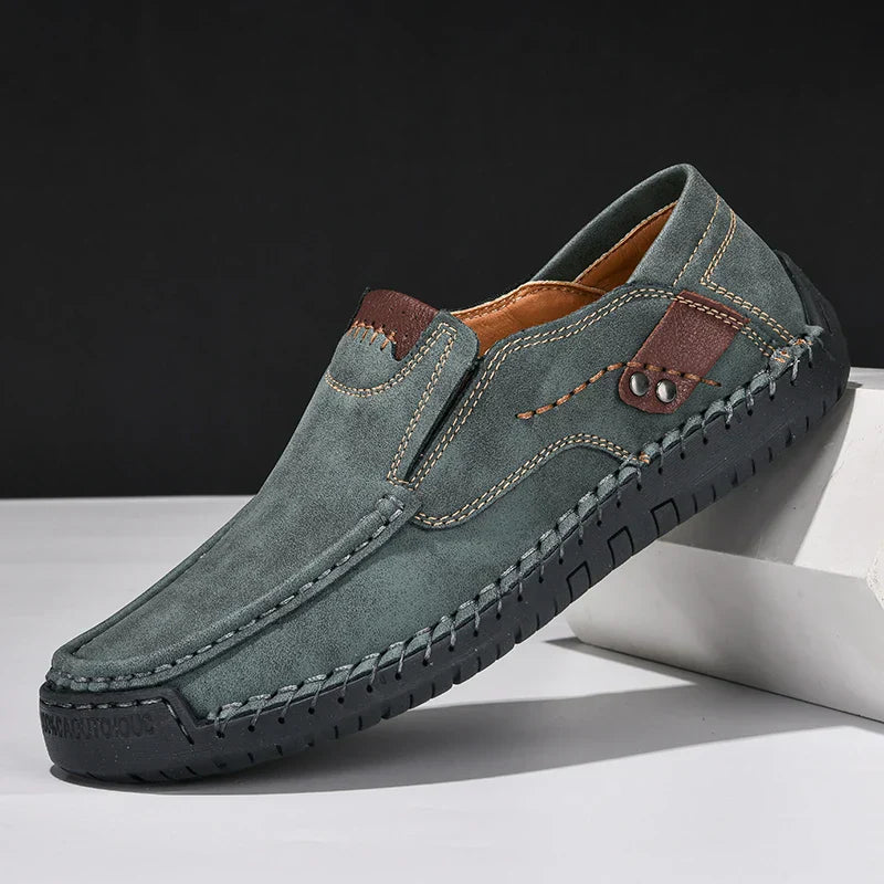 Levoire | Chaussons Cuir Souple Homme Mousse vert
