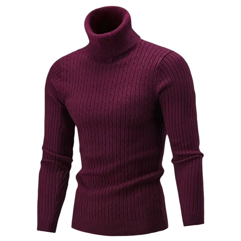 Levoire | Pull Col Roulé Homme Slim Fit En Tricot Bordeaux