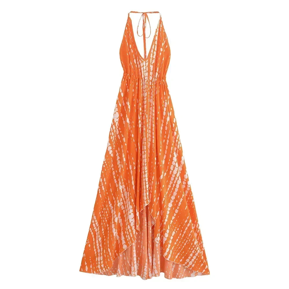 Levoire | Robe Longue Dos Nu Bohème Orange
