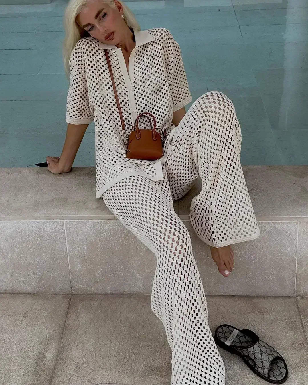 Levoire | Chemise Et Pantalon Évasé Blanc