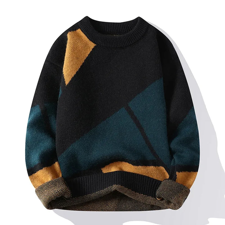 Levoire | Pull Avec Motif Géométrique Et Col Rond Noir