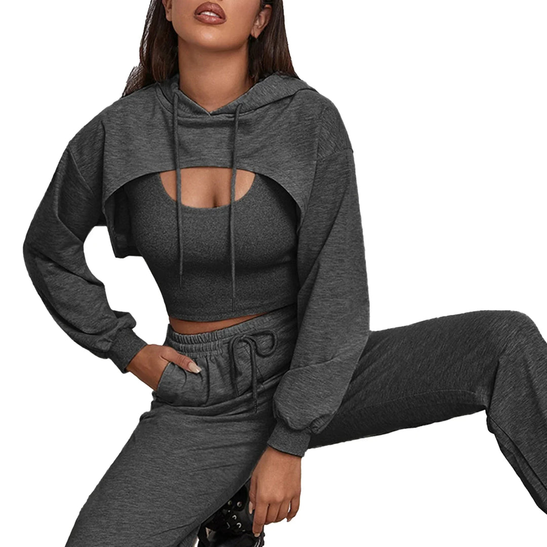 Levoire | Ensembles De Vêtements De Sport 3 Pièces Décontractés Pour Femmes Gris foncé