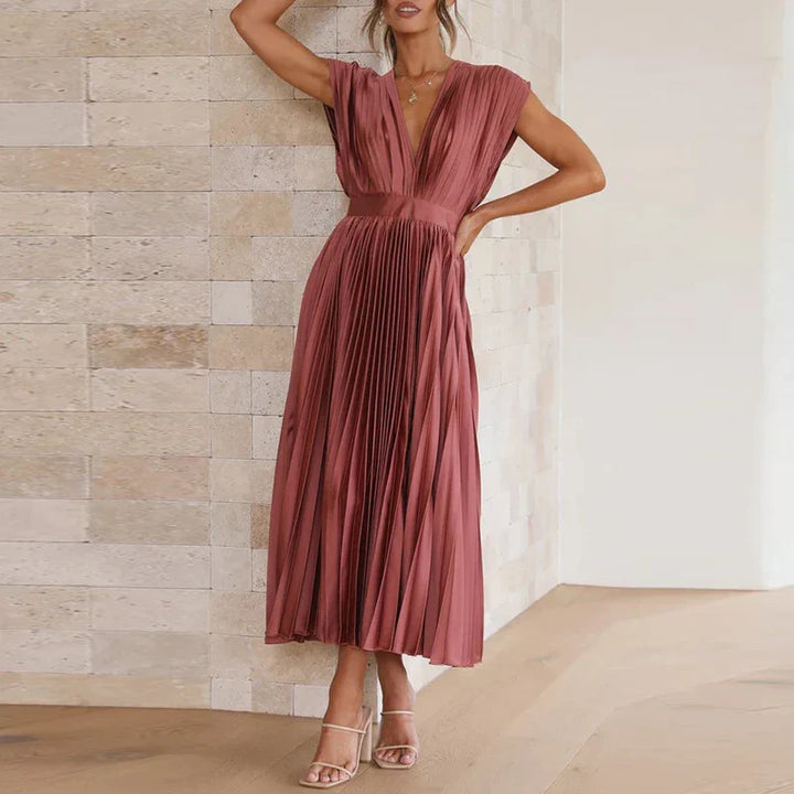 Levoire | Robe Élégante Sans Manches Rouge brique