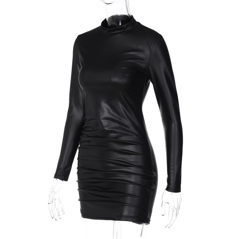 Levoire | Trois Cuirs Robes Mini Bodycon À Manches Longues