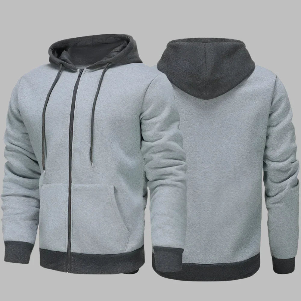 Levoire | Sweat À Capuche Pour Hommes Confortable Avec Fermeture Éclair Pour Le Quotidien Gris clair