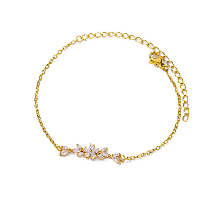 Levoire | Bracelet Fleur En Zircon Doré