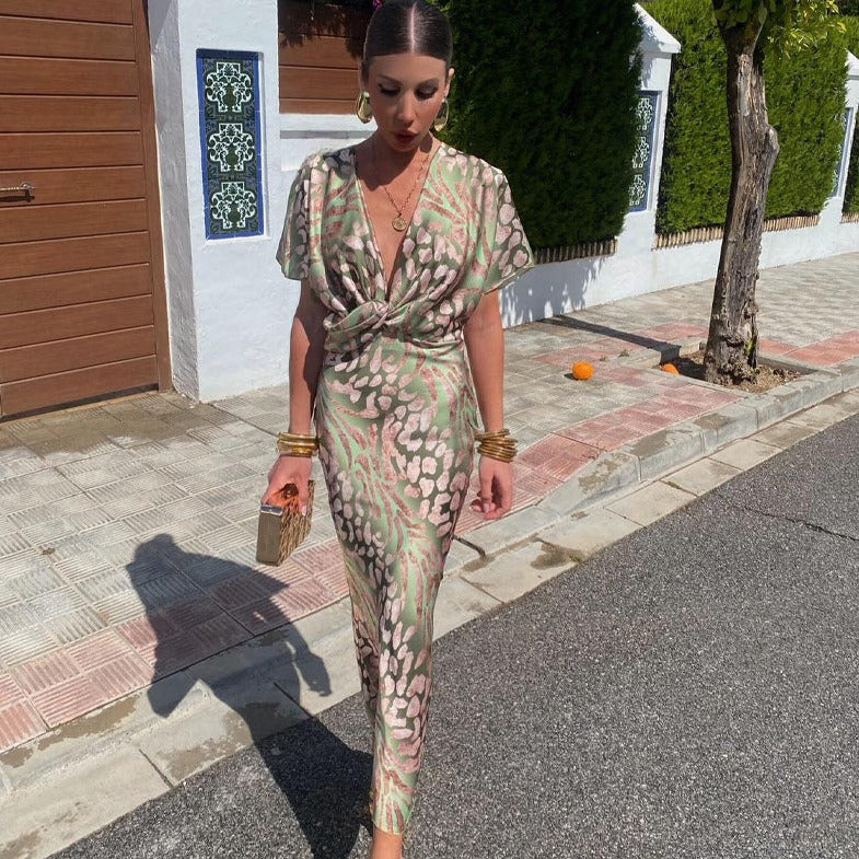 Levoire | Robe Élégante Col Rond Vert olive S