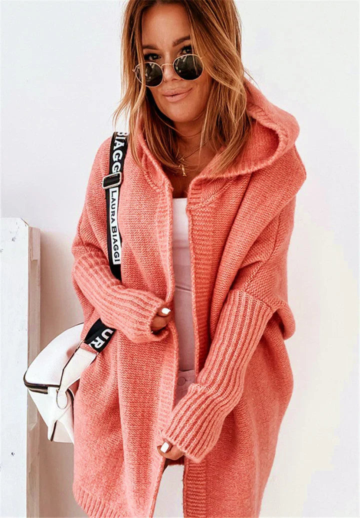 Levoire | Gilet Tricoté Super Doux Avec Poches Et Capuche Pour Femmes Orange