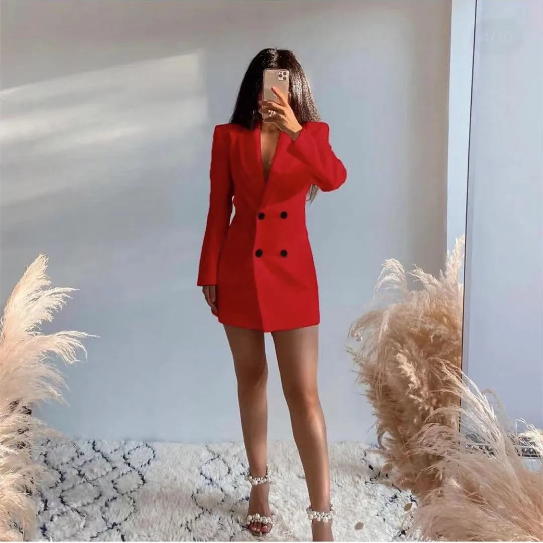Levoire | Blazer Élégant Uni Double Boutonnage