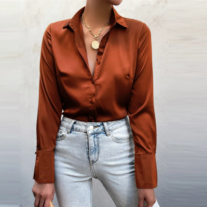Levoire | Blouse En Satin La Blouse Parfaite Pour Toutes Les Occasions ! Marron S