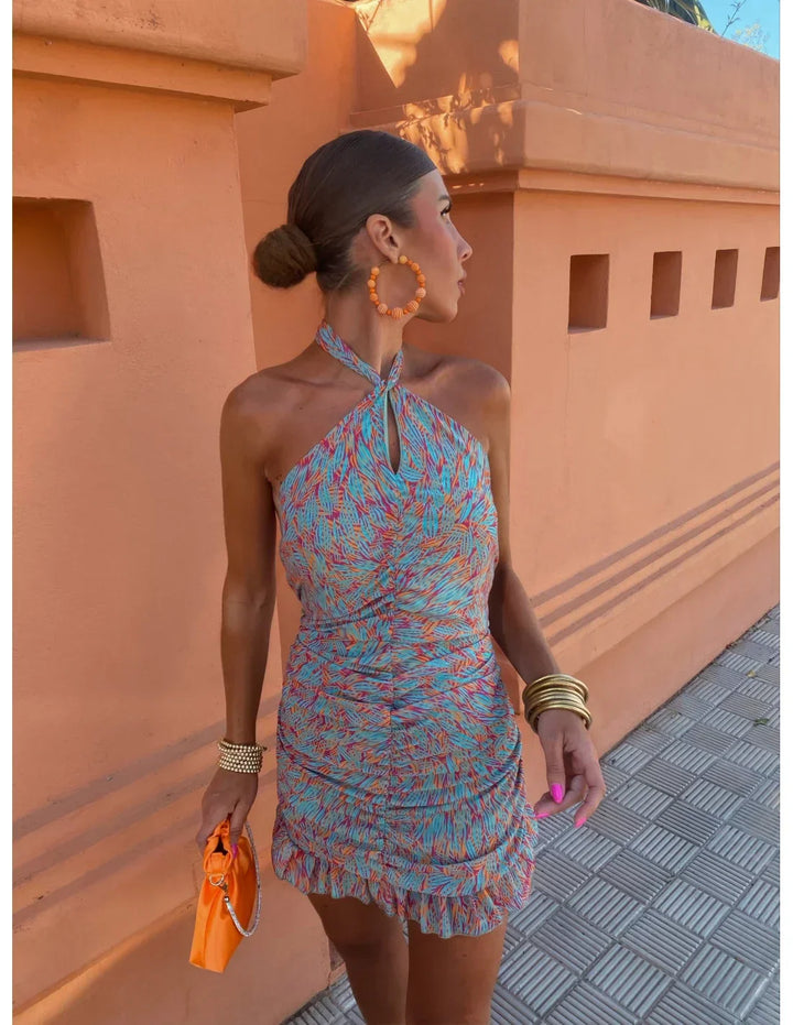 Levoire | Robe Mini Halter Élégante Avec Un Design Sensuel Décolleté L