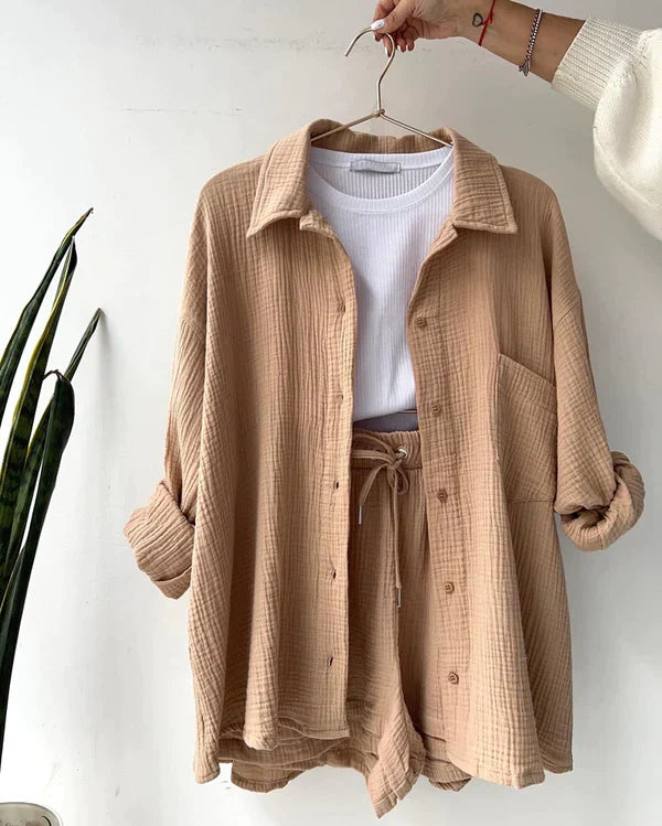 Levoire | Ensemble Deux Pièces Avec Plis Khaki