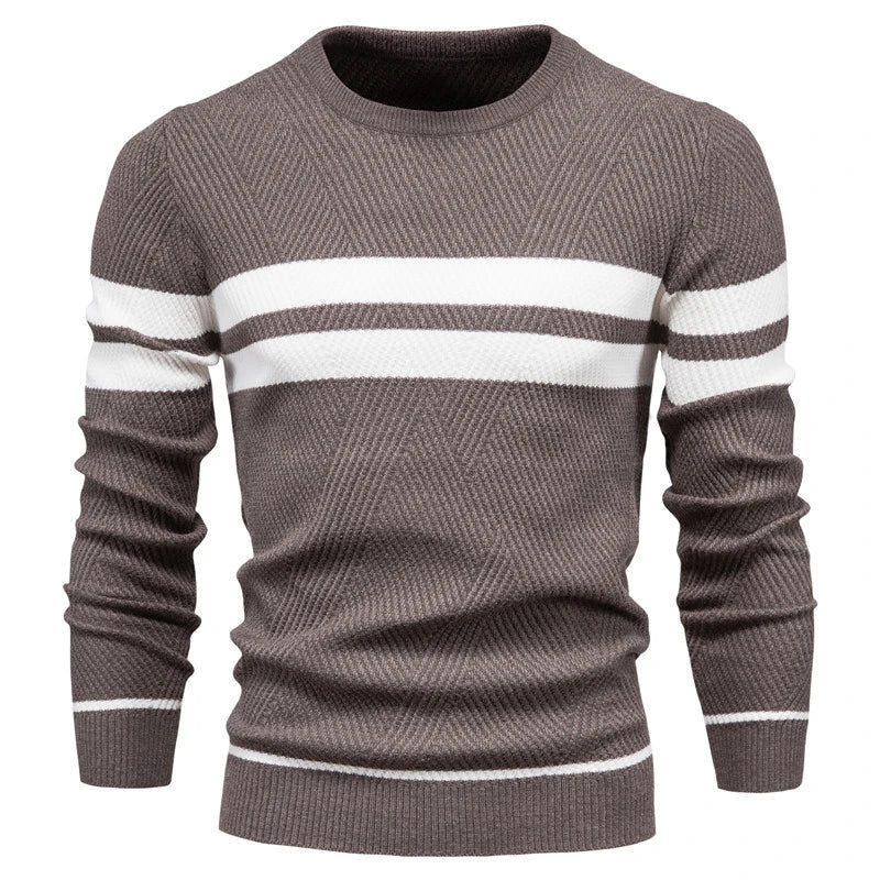 Levoire | Pull Homme Patchwork, Coupe Slim Café