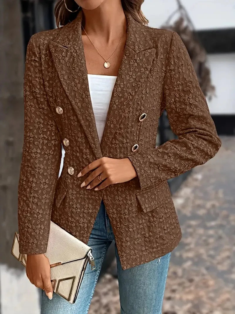 Levoire | Veste Croisée Élégante Au Style Vintage Avec Poches Marron