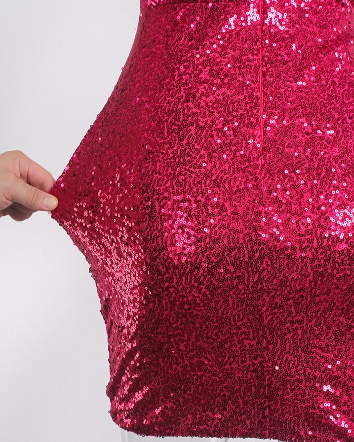 Levoire | Rosa Pailleté Sans Dos Mini Robe