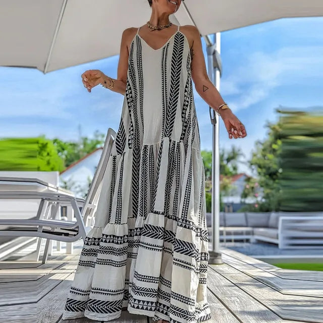 Levoire | Robe De Soirée Avec Motif Géométrique Pour Femmes Ilman sans manches Gris