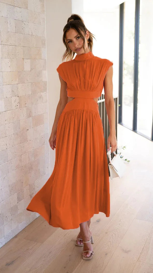 Levoire | Robe Maxi Plissée Pour Femmes Orange