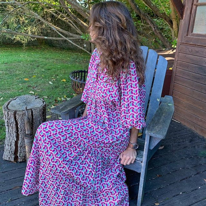 Levoire | Robe Bohème À Encolure En V Avec Manches Bouffantes