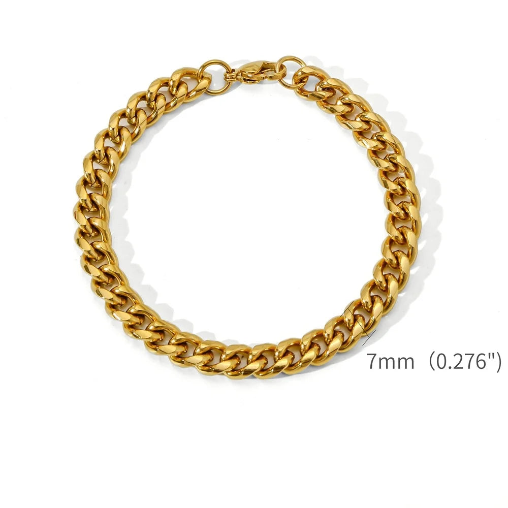 Levoire | Bracelet En Chaîne Cubaine En Or 7mm couleur dorée