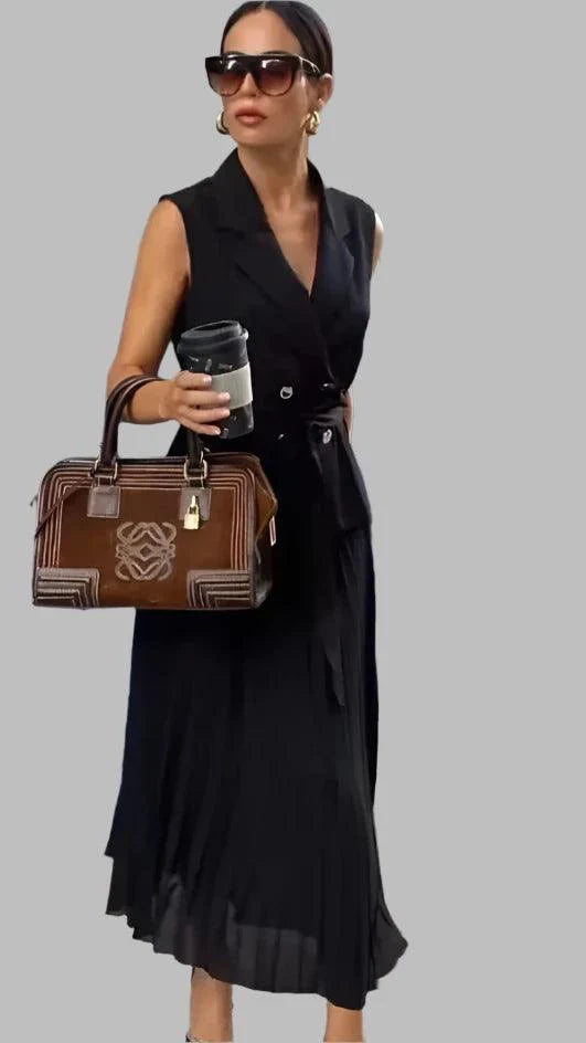 Levoire | Élégante Robe Longue Style Gilet Plissé Pour Femme