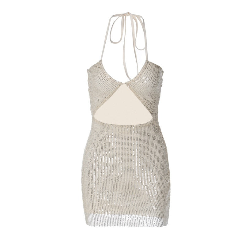 Levoire | Argent Paillettes Haut Sans Bretelles Robe Mini