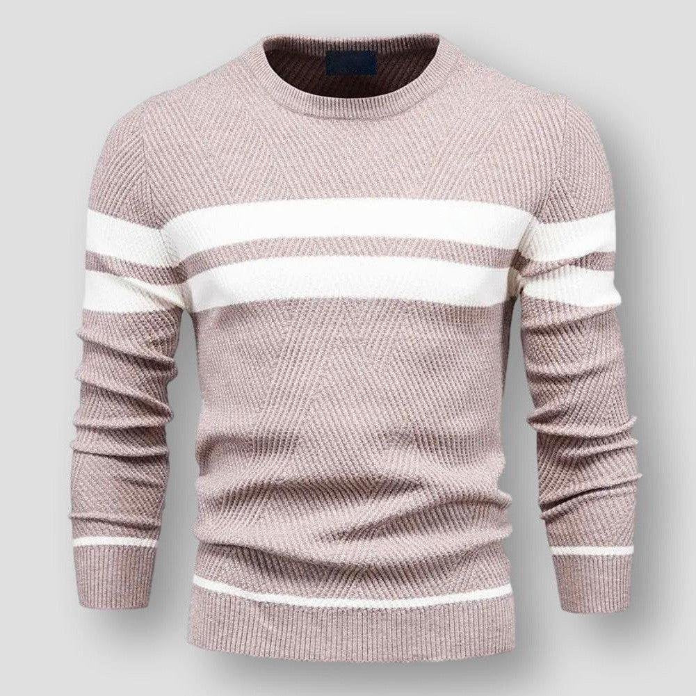 Levoire | Pull À Col Rond Rayé À Manches Longues Beige