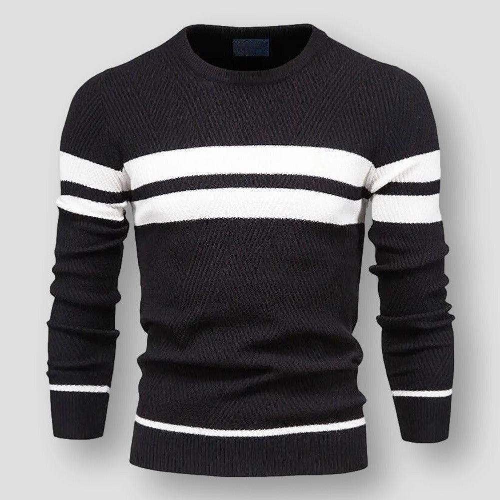 Levoire | Pull À Col Rond Rayé À Manches Longues Noir