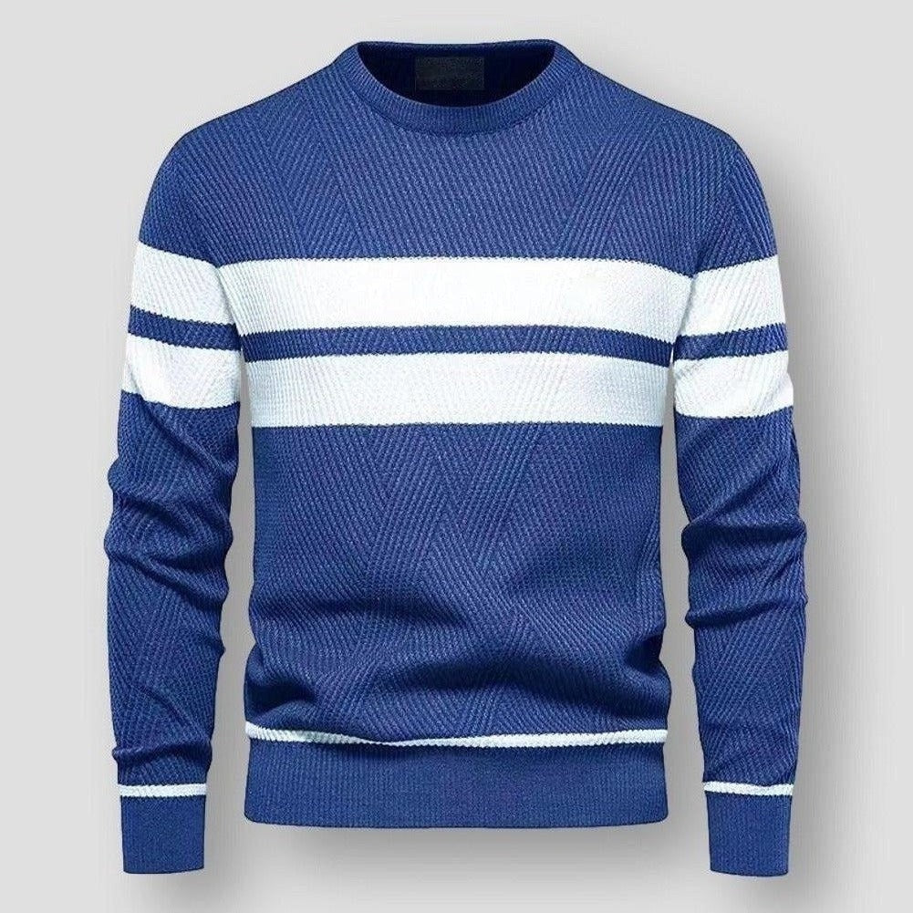 Levoire | Pull À Col Rond Rayé À Manches Longues Bleu