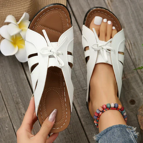 Levoire | Sandalen mit Schleifenknoten Blanc
