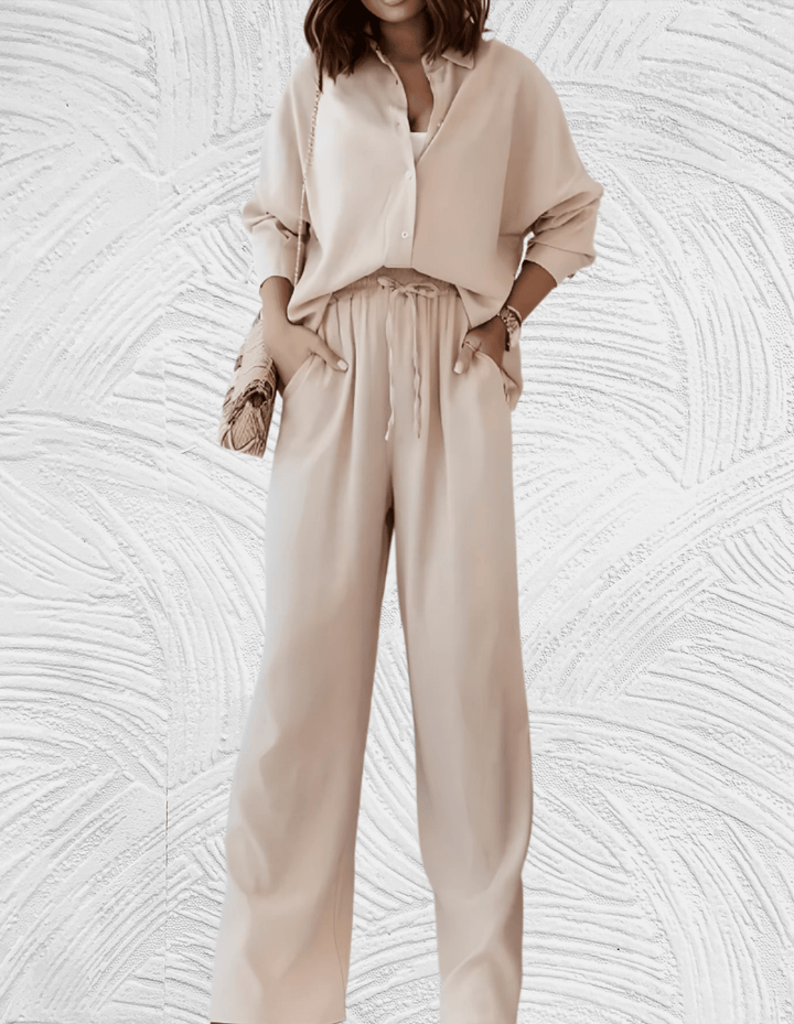Levoire | Ensemble 2 Pièces, Comprenant Une Chemise Ample Et Un Pantalon Large Abricot