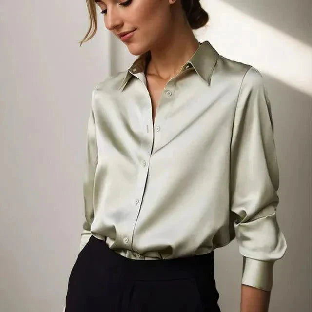 Levoire | Chemise Élégante Pour Femme À Manches Longues Et Patte De Boutonnage Vert