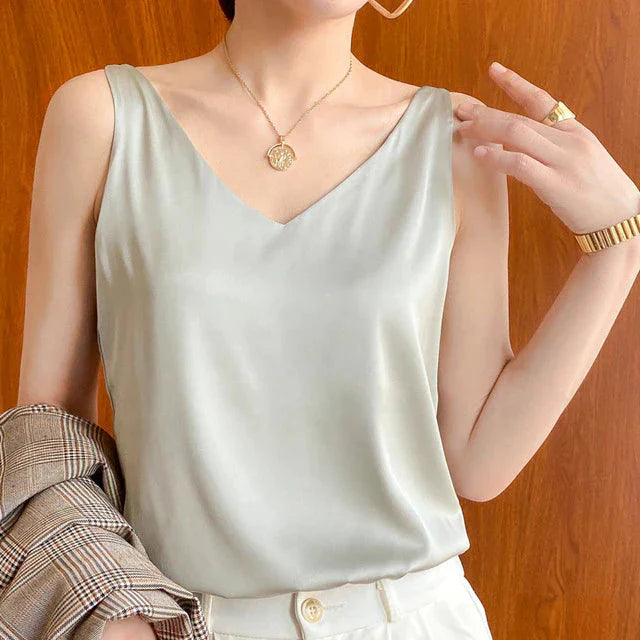 Levoire | Femme Blouse Sans Manches Avec Décolleté En V Vert clair