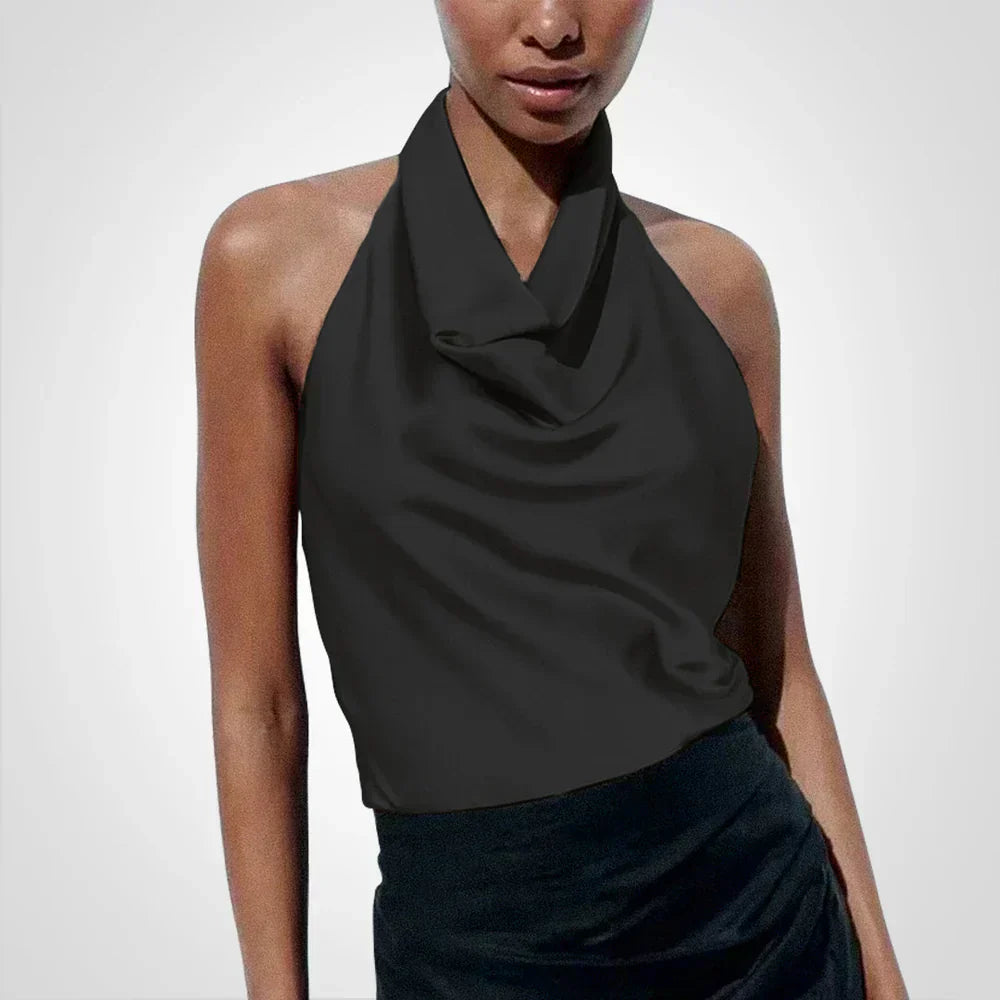 Levoire | Haut De Maillot À Nouer En Satin Pour Des Tenues Élégantes Noir